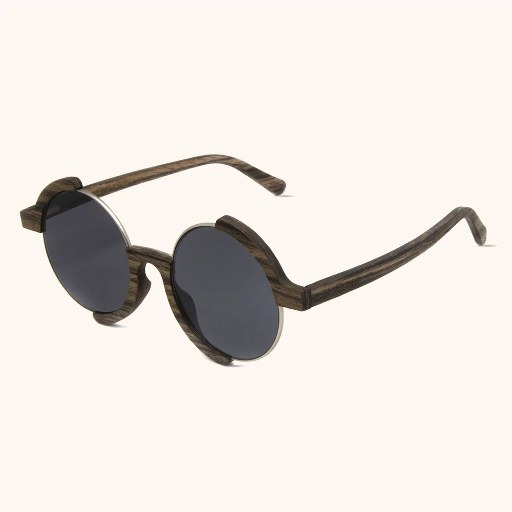 Madness round Swiss Walnut wooden sunglasses