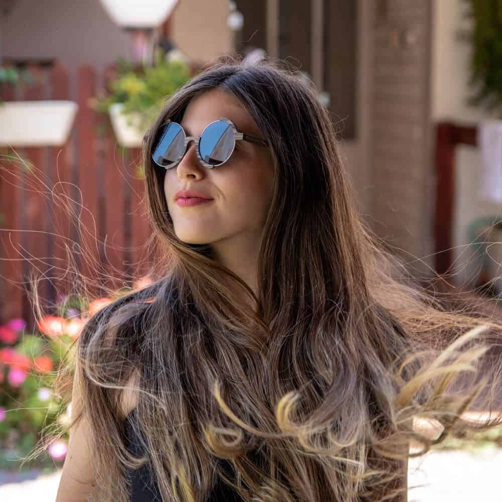 Madness round Swiss Walnut wooden sunglasses