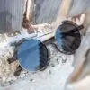 Madness round Swiss Walnut wooden sunglasses