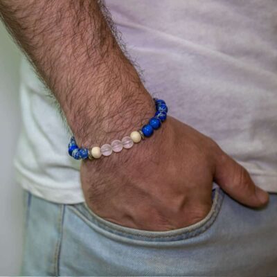 Earth - Blue Stone and Clear quartz Beaded Bracelet
