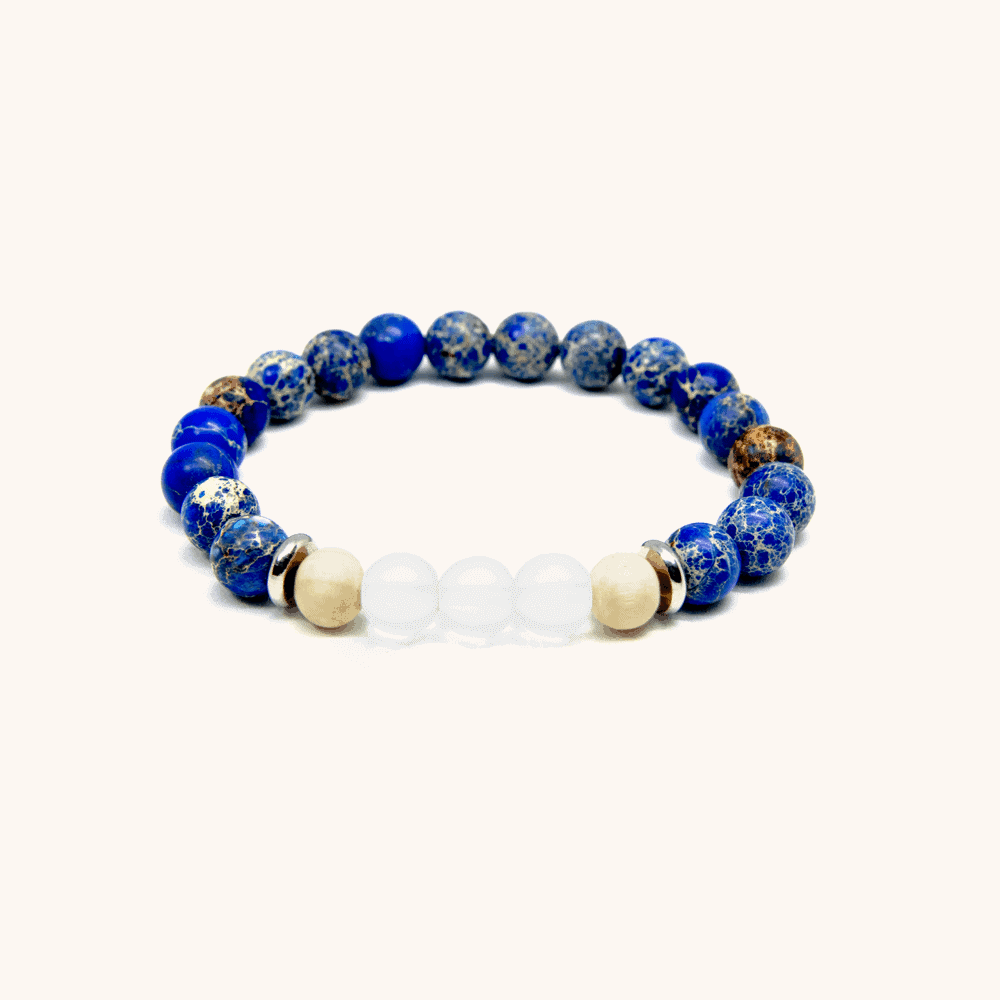 Sterling Silver Om Bead Blue Tiger Eye Gemstone Bracelet | Harmony –  Pranajewelry