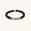 Marble - Black Onyx and Grey Matte Stone Beaded Bracelet