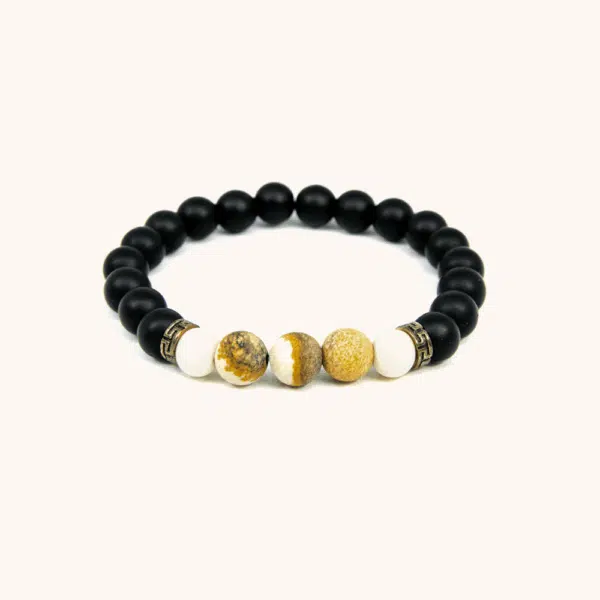 Liroy - Black Onyx and Matte Jasper Gemstone Beaded Bracelet