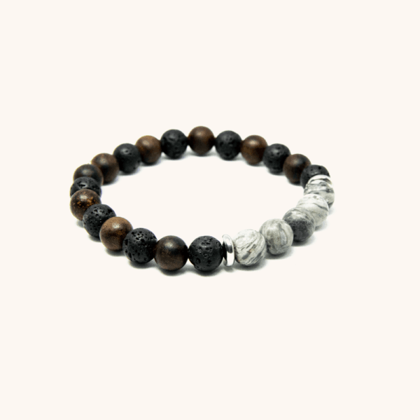 Volcano Lava Stone and Rosewood Beaded Bracelet