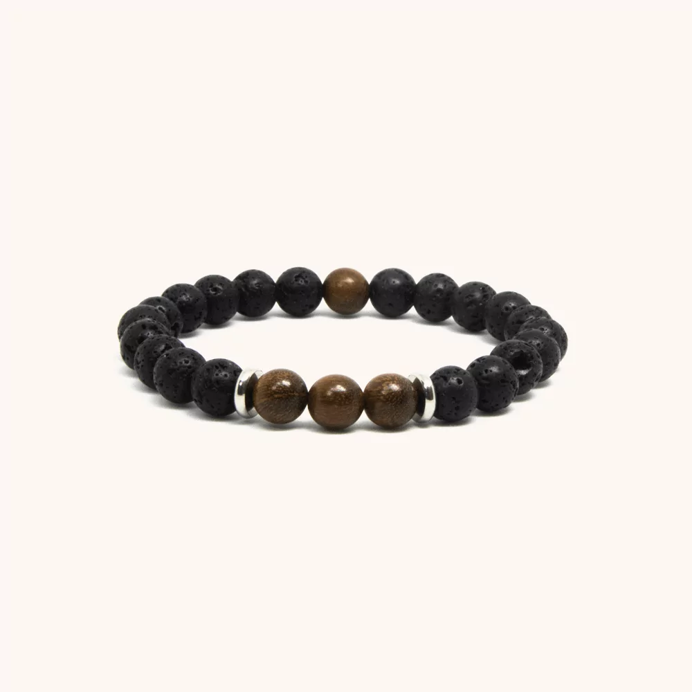 Burn - Rosewood and Lava Stone Beaded Bracelet