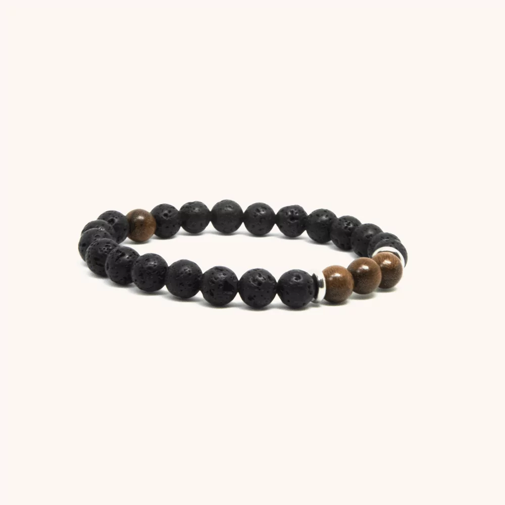 Burn - Rosewood and Lava Stone Beaded Bracelet