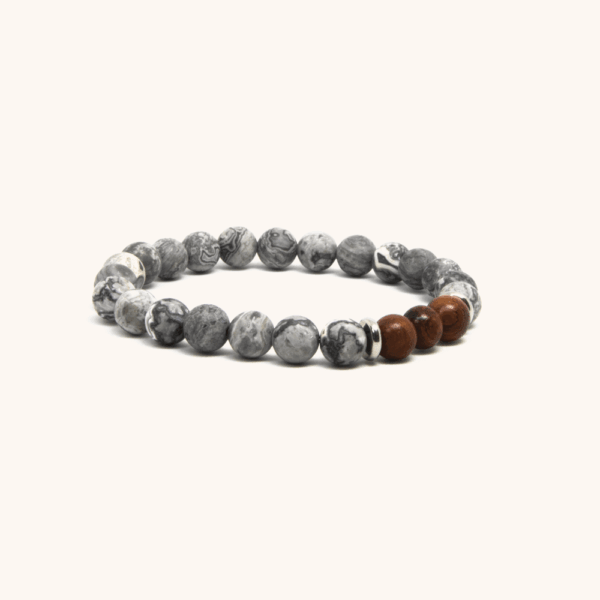 Ghost - Rosewood and Gray Agate Beaded Bracelet
