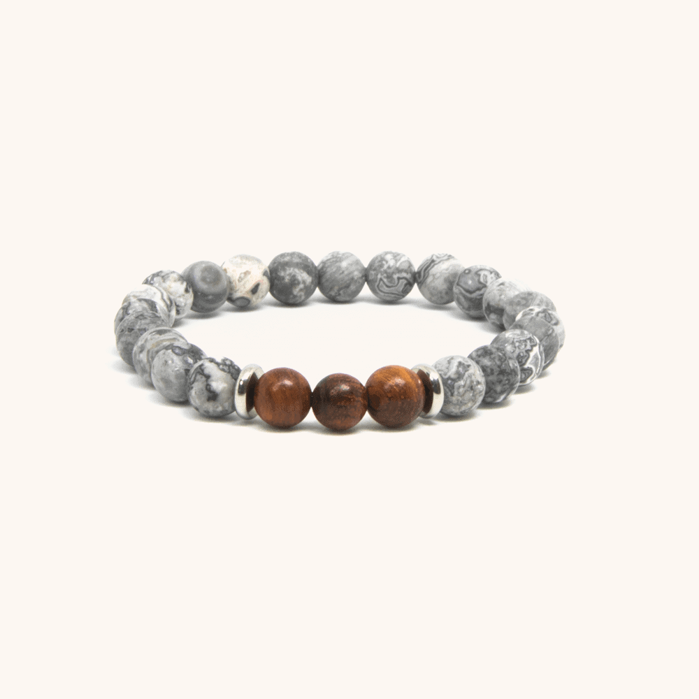MINDFUL. Engraved Wood and Rosewood Beaded Bracelet. Inspirational Quo –  Zen Living Arts