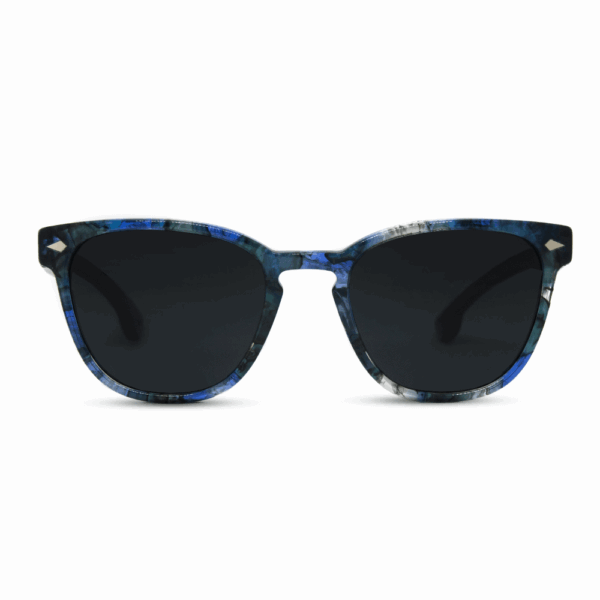 Oyster - Acetate Blue Aqua Texture sunglasses with wood temples