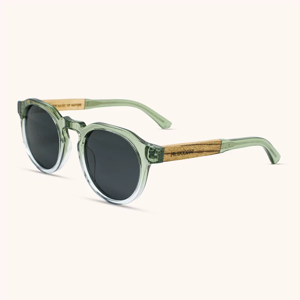 Sumatra Crystal Seaweed Sunglasses with Wood Arms