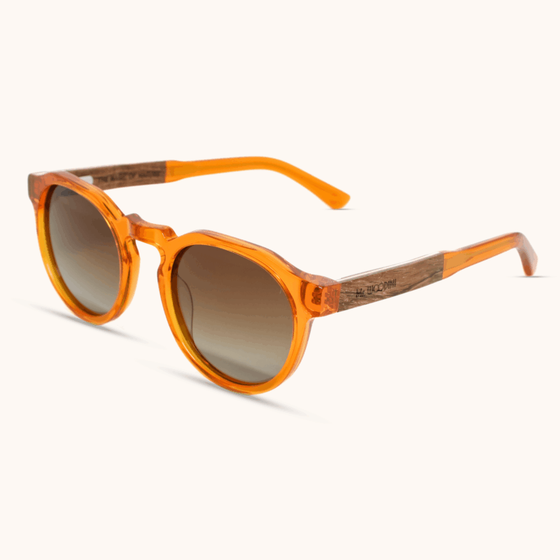 Sumatra sunglasses - Crystal Orange acetate with zebrawood temples