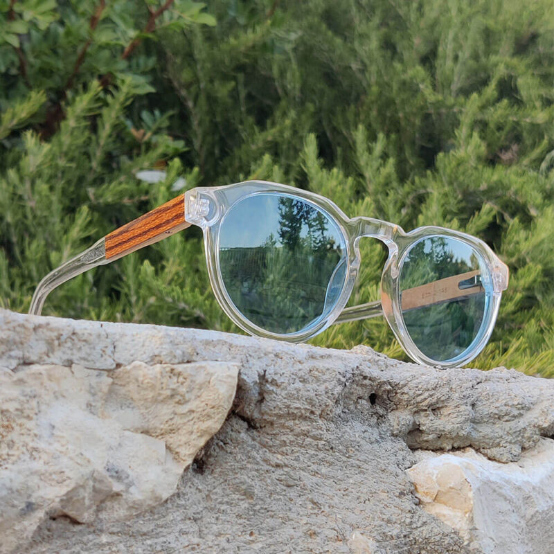 Sumatra Transparent Clear Sunglasses with blue lens