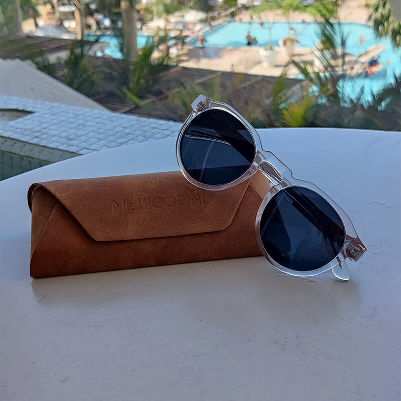 Sumatra - Clear Frame Sunglasses with wood temples