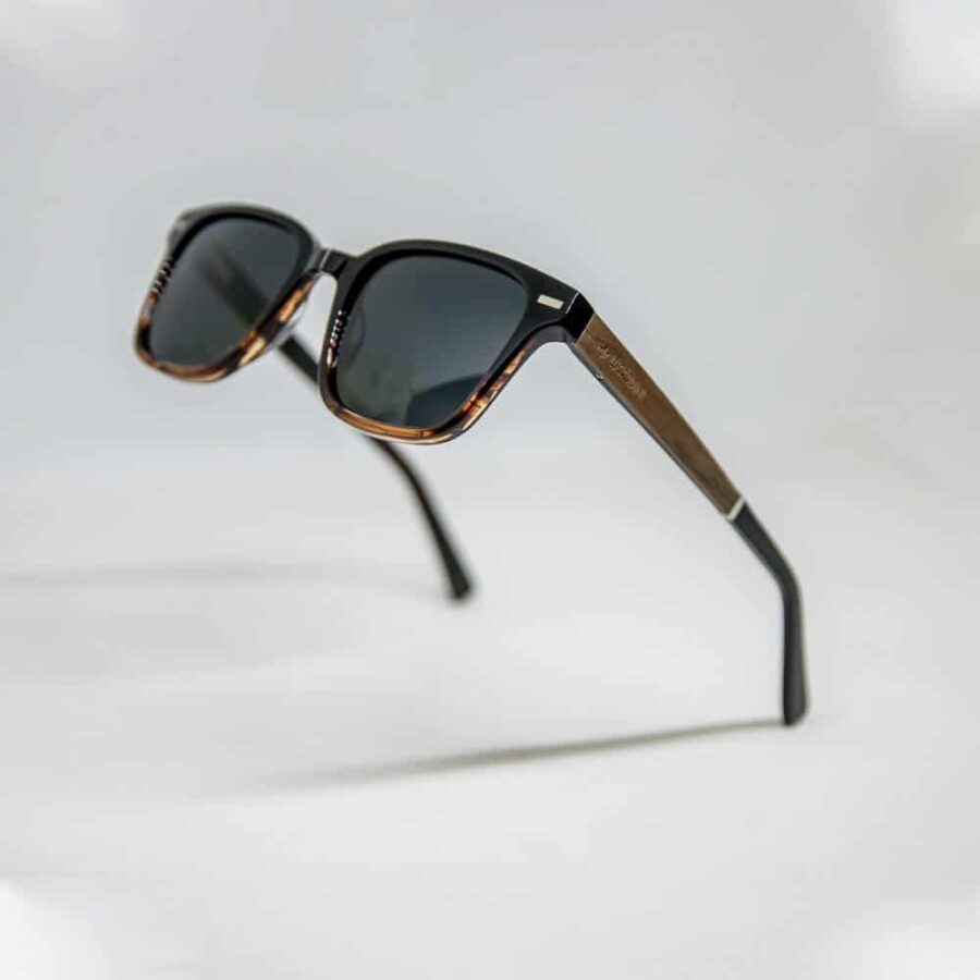 Toxic - Black Tortoise Acetate Sunglasses with wood temples