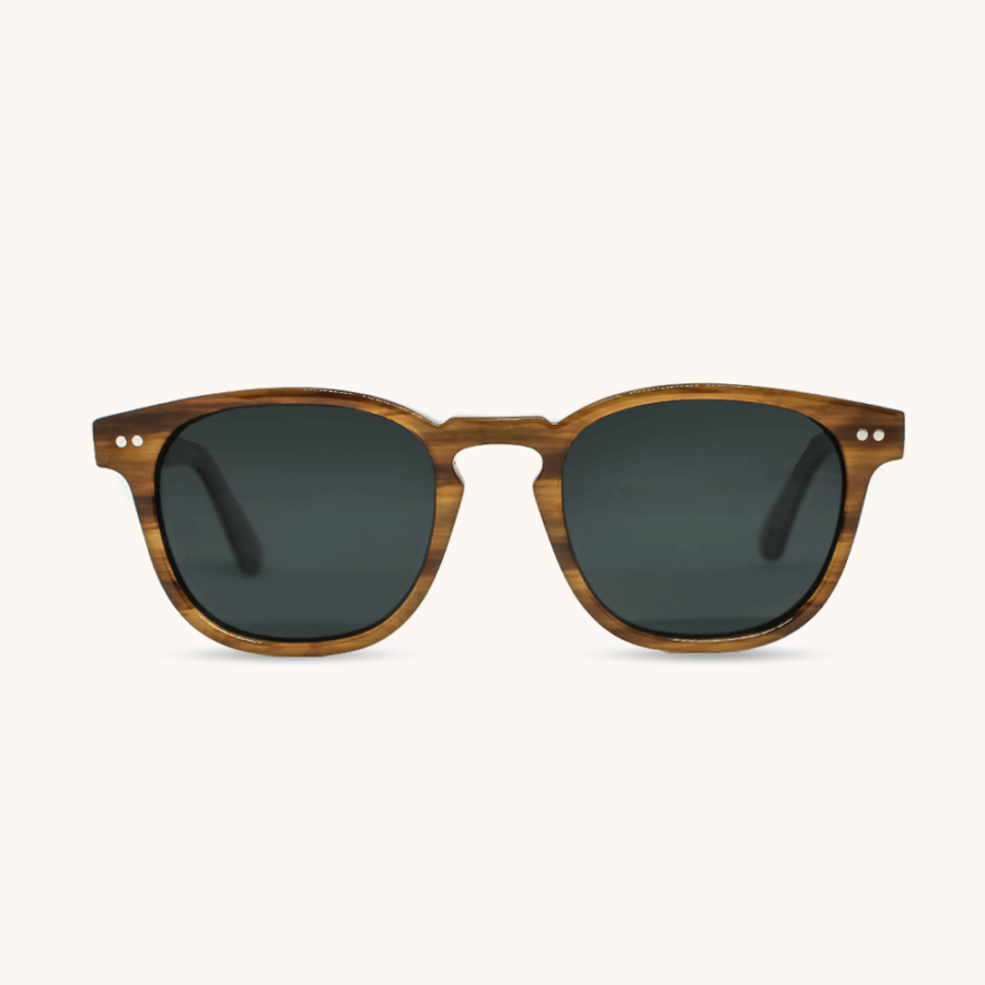 Mabie - Two Tone Amber Eco-friendly Small Sunglasses with Wood arms