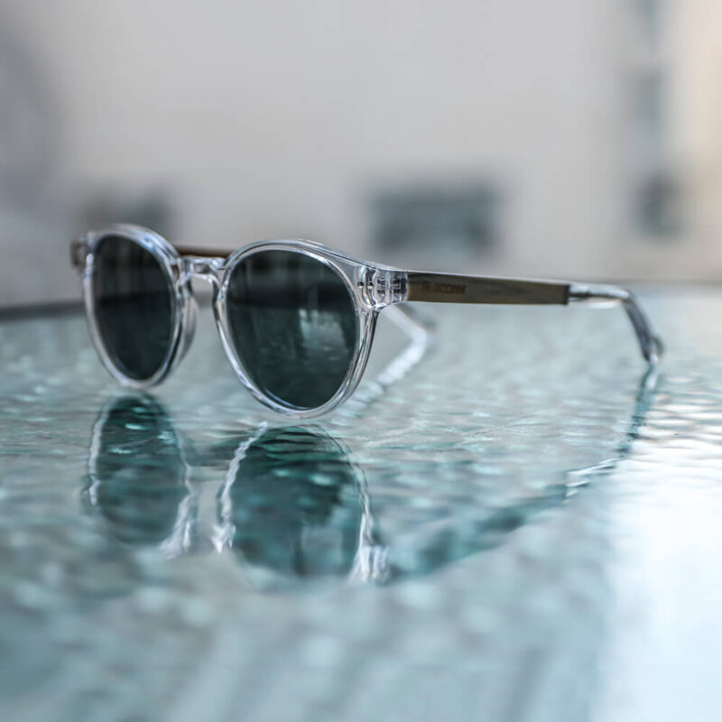 fishing sunglasses - Malibu acetate frame with wood temples for outdoor water use