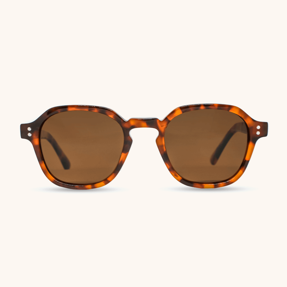 Hippie - Black Tortoise eco-friendly Sunglasses with wooden arms and brown lens