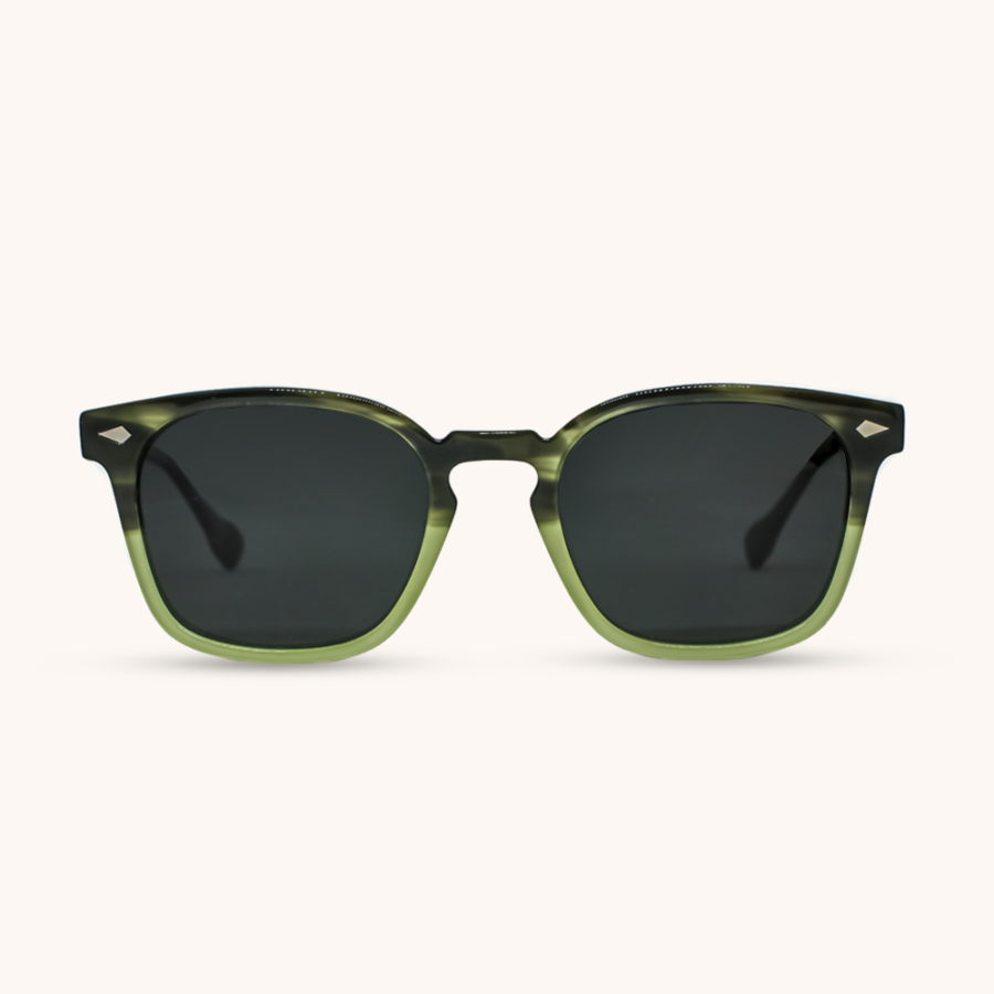 Tokyo Smog Green Eco-friendly acetate Sunglasses with Wood arms