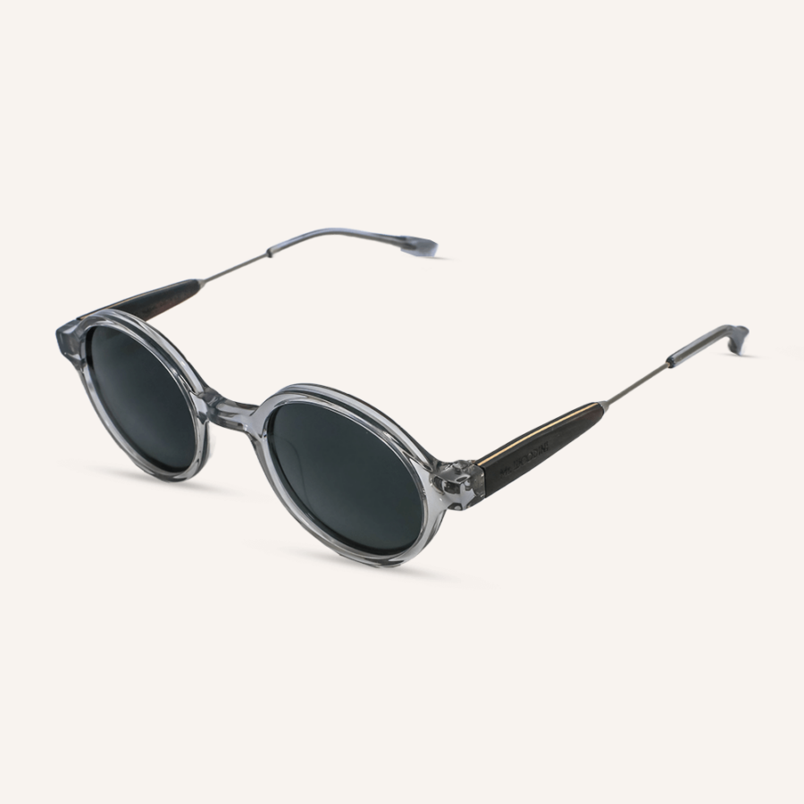 Samurai round sunglasses - Transparent clear frame with polarized lens