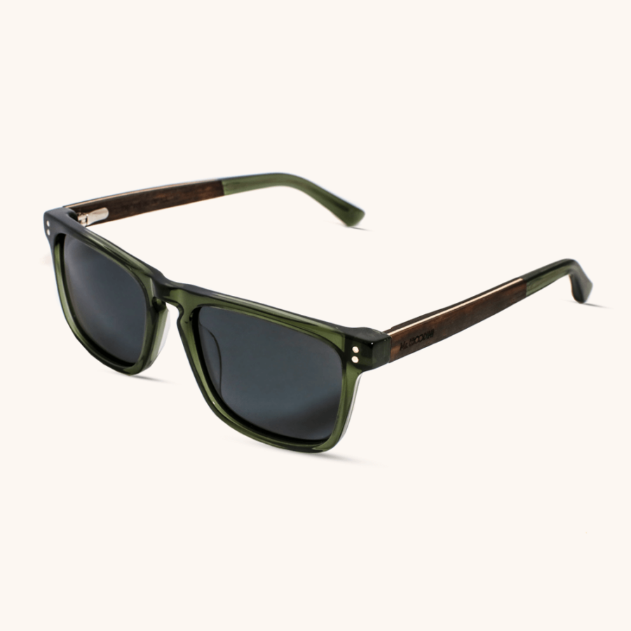 Drama Olive  Acetate Sunglasses with Wooden Temples - Mr. Woodini