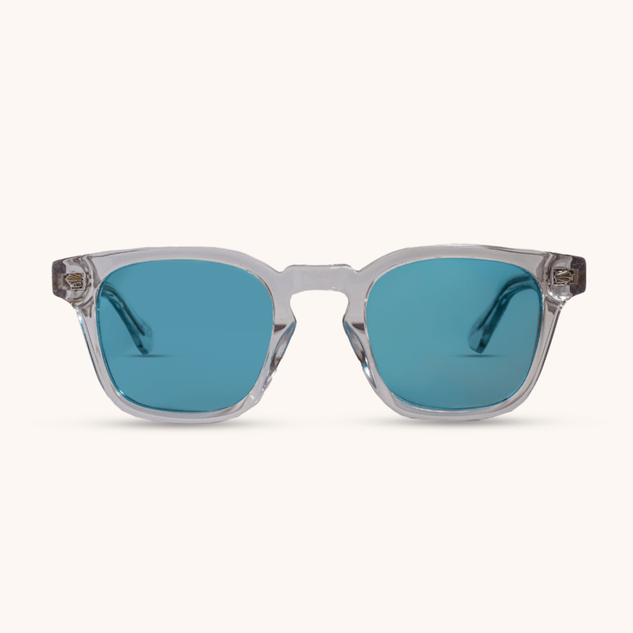 Thai Crystal Clear with Candy Blue Lenses Sunglasses - Mr. Woodini