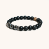 Beaded Bracelet Black Onyx, Lava and Metal Beads
