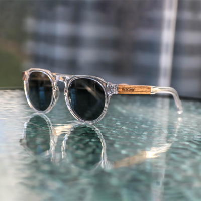 Sumatra acetate sunglasses with natural wood temples - outdoor durability