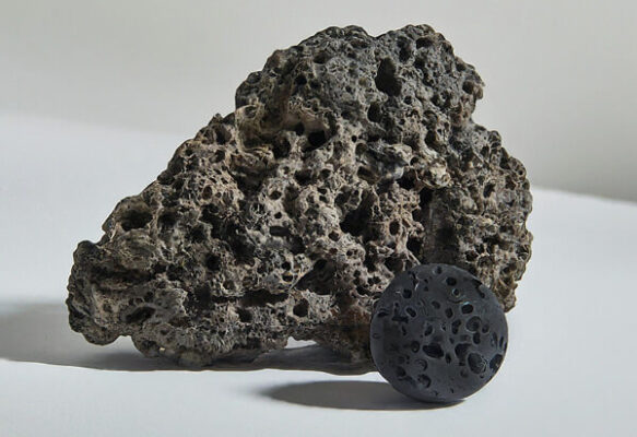Lava rock beads - volcanic basalt bracelet material, porous matte black surface