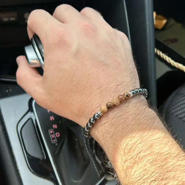 Gambia Hematite and Zebrawood Beaded Bracelet 6mm