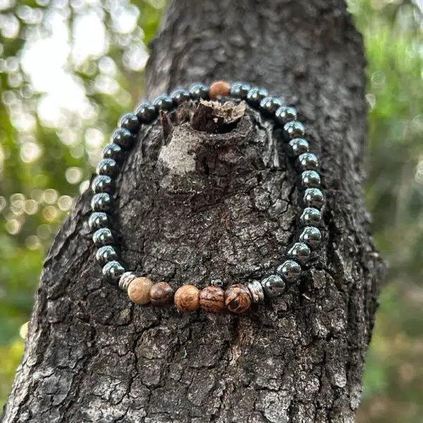 Gambia Hematite and Zebrawood Beaded Bracelet 6mm