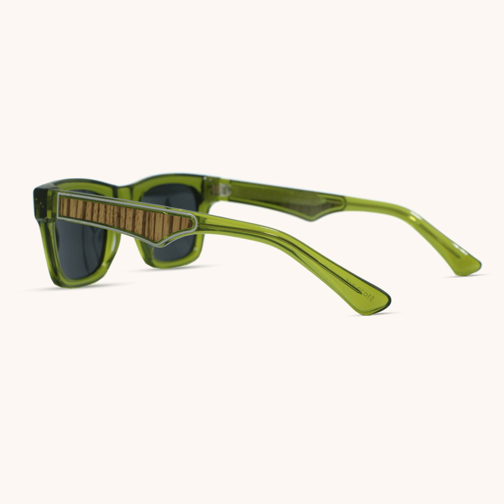 Retro Miami Style Polarized Square Sunglasses with Wood Inlay | Mr. Woodini