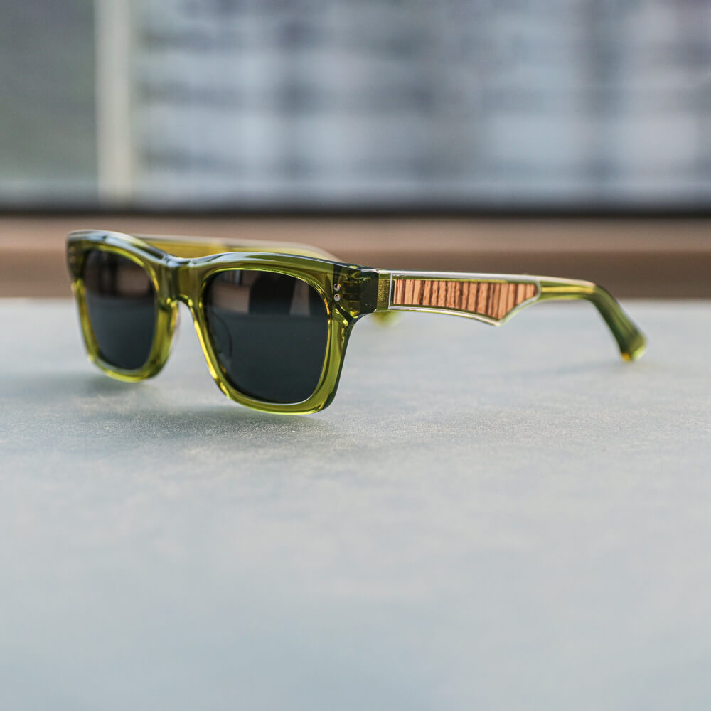 Retro Miami Style Polarized Square Sunglasses with Wood Inlay | Mr. Woodini