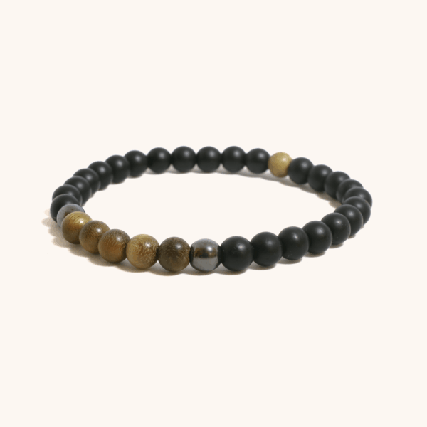 Phuket Black Onyx and Green Sandalwood Beaded Bracelet 6mm