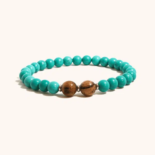 Unisex Wristband with Turquoise and Zebra Wood