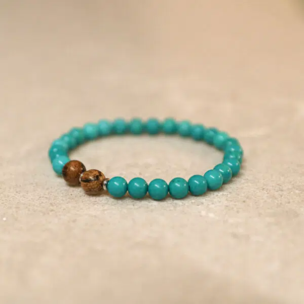 Unisex Wristband with Turquoise and Zebra Wood