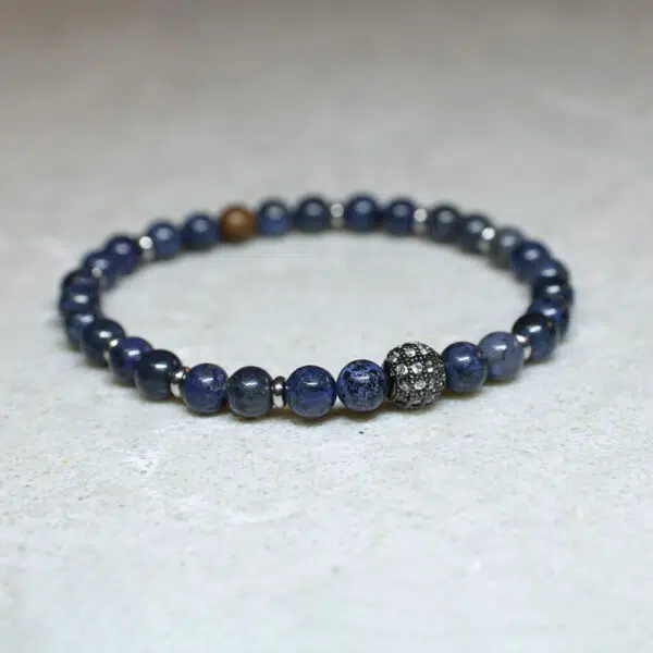 צמיד יוקרתי בצבע כחול כהה מאבן חן דיומורטיריט - Mr. Woodini