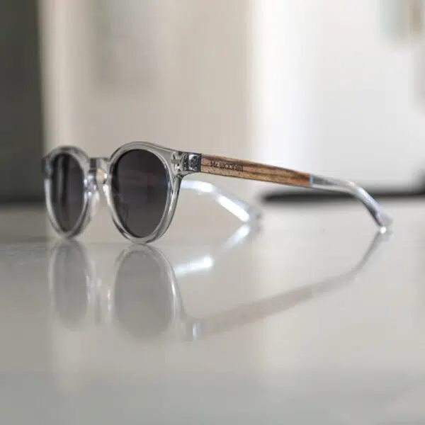Paloma Small Sunglasses | Crystal Light Grey with Zebrawood arms