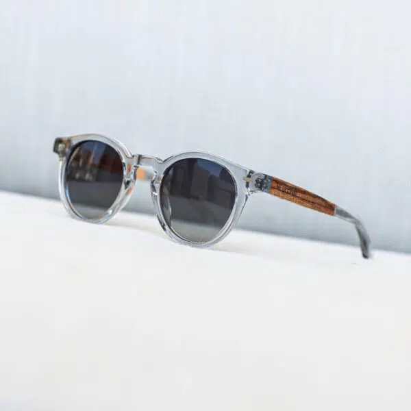 Paloma Small Sunglasses | Crystal Light Grey with Zebrawood arms