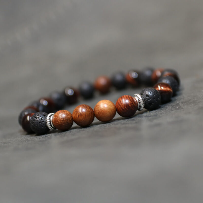 Mars Red Tiger Eye and Lava Stones Bracelet