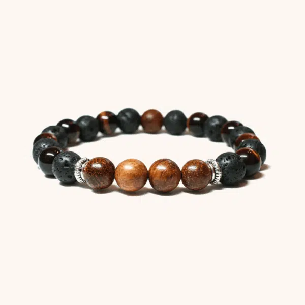 Mars Red Tiger Eye and Lava Stones Bracelet
