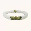 Wristband with White Agate and Green Wood