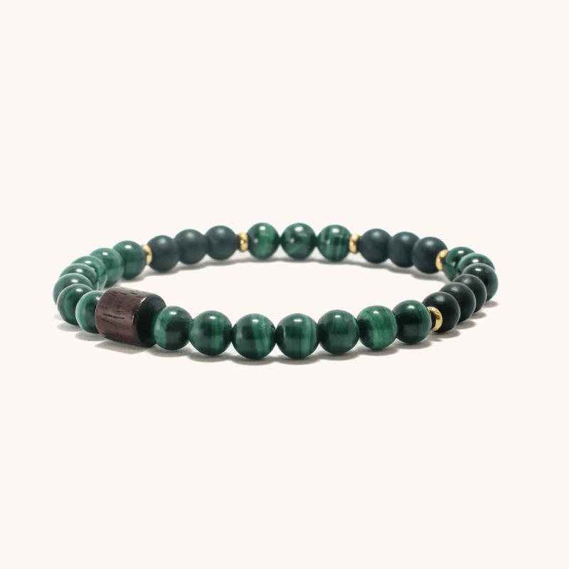 Beaded Bracelet with Malachiteת Black Onyx and Ebony Wood