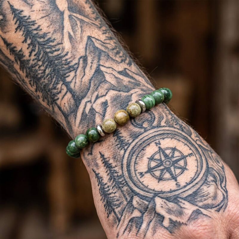 צמיד ג'ייד אפריקאי ועץ ירוק (8mm)