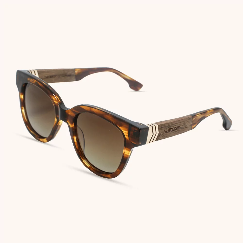 Arrow Oversize Sunglasses with Wooden Arms