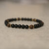 Black Onyx & Wenge Wood Bracelet with Gold Accents