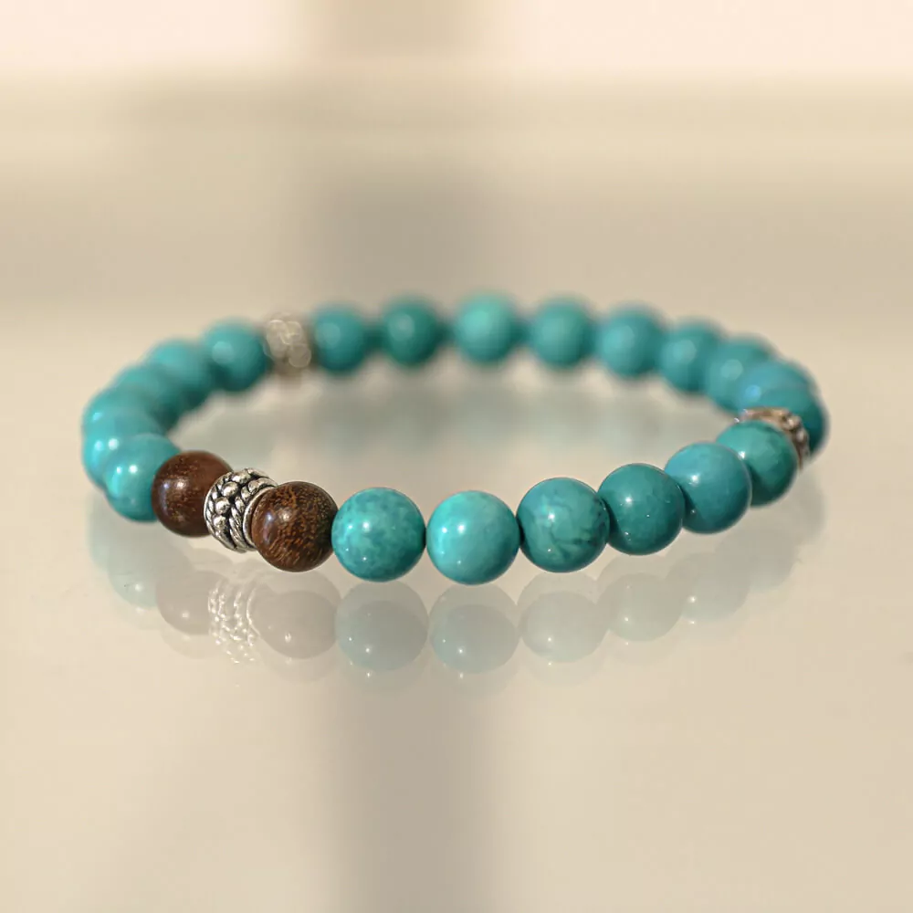 Ocean Vibes Bracelet with Turquoise Gemstones & Ebony Wood
