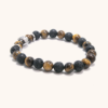 Silver Skull Bracelet with Tiger's Eye & Black Lava Stones
