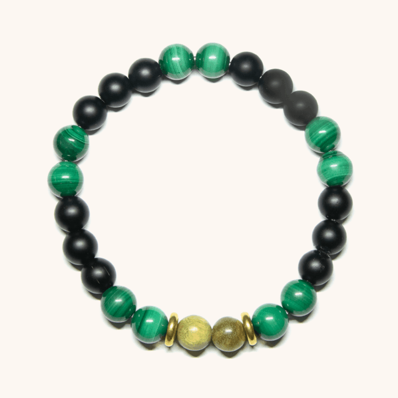 Malachite and Black Agate Beaded Bracelet (8mm)