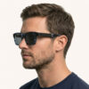 Alpha Sunglasses - Blue Waves with ebony wood arms