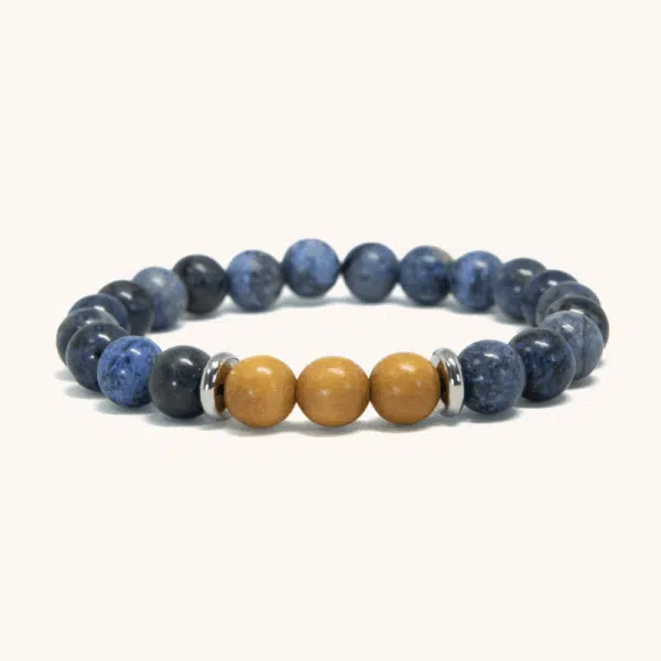 Blue Dumortierite and Yellow Sandalwood Bracelet (8mm)